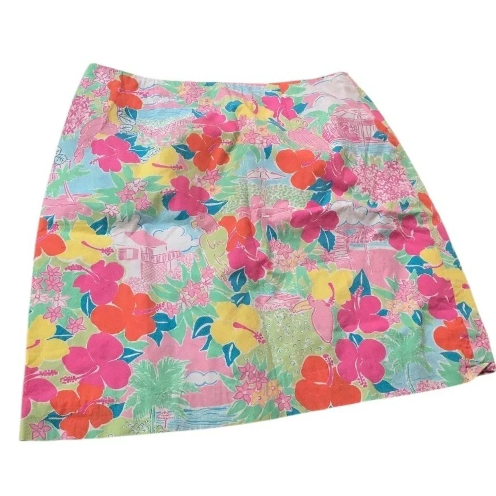 Lilly Pulitzer Lined Skirt‎ Women  Tropical Floral Print Preppy Y2K Skirt SZ 10
